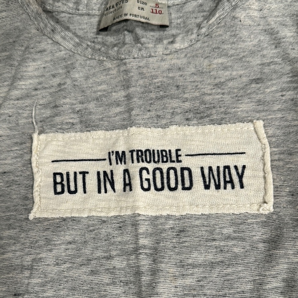 Gray Long Sleeve Tee with Stripes